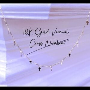 - 18K Gold Vermeil Cross Necklace